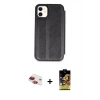 MARSİLYAN™- iPhone 11 Kılıf Zirve Yansıma Serisi - Siyah Buffer Cam Ekran Koruyucu + Pers Alüminyum Kamera Lens - KI