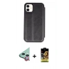 MARSİLYAN™- iPhone 11 Kılıf Zirve Yansıma Serisi - Siyah Buffer Cam Ekran Koruyucu + Raze Metal Kamera Lens - KI