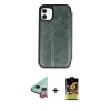 MARSİLYAN™- iPhone 11 Kılıf Zirve Yansıma Serisi - Siyah Buffer Cam Ekran Koruyucu + Raze Metal Kamera Lens - KI