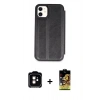 MARSİLYAN™- iPhone 11 Kılıf Zirve Yansıma Serisi - Siyah Buffer Cam Ekran Koruyucu + PVD Metal Kamera Lens - TU