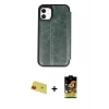 MARSİLYAN™- iPhone 11 Kılıf Zirve Yansıma Serisi - Siyah Buffer Cam Ekran Koruyucu + Rainbow Kamera Lens Koruma Cam - KI