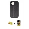 MARSİLYAN™- iPhone 11 Kılıf Zirve Yansıma Serisi - Siyah Buffer Cam Ekran Koruyucu + Rainbow Kamera Lens Koruma Cam - KI