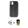 MARSİLYAN™- iPhone 11 Kılıf Zirve Yansıma Serisi - Siyah Buffer Cam Ekran Koruyucu + Raze Metal Kamera Lens - GS