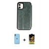 MARSİLYAN™- iPhone 11 Kılıf Zirve Yansıma Serisi - Siyah Buffer Cam Ekran Koruyucu + Neon Fosforlu Kamera Lens - TU
