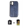 MARSİLYAN™- iPhone 11 Kılıf Zirve Yansıma Serisi - Siyah Buffer Cam Ekran Koruyucu + PVD Metal Kamera Lens - YL