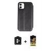 MARSİLYAN™- iPhone 11 Kılıf Zirve Yansıma Serisi - Siyah Buffer Cam Ekran Koruyucu + PVD Metal Kamera Lens - YL