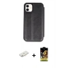 MARSİLYAN™- iPhone 11 Kılıf Zirve Yansıma Serisi - Siyah Buffer Cam Ekran Koruyucu + Renkli Kamera Lens Koruma Cam - YL