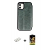 MARSİLYAN™- iPhone 11 Kılıf Zirve Yansıma Serisi - Siyah Buffer Cam Ekran Koruyucu + Renkli Kamera Lens Koruma Cam - YL