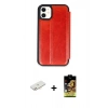 MARSİLYAN™- iPhone 11 Kılıf Zirve Yansıma Serisi - Siyah Buffer Cam Ekran Koruyucu + Renkli Kamera Lens Koruma Cam - YL