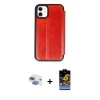 MARSİLYAN™- iPhone 11 Kılıf Zirve Yansıma Serisi - Siyah Buffer Hayalet Cam Ekran Koruyucu + Pers Alüminyum Kamera Lens - GI
