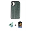 MARSİLYAN™- iPhone 11 Kılıf Zirve Yansıma Serisi - Siyah Buffer Hayalet Cam Ekran Koruyucu + Raze Metal Kamera Lens - MI
