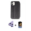 MARSİLYAN™- iPhone 11 Kılıf Zirve Yansıma Serisi - Siyah Buffer Hayalet Cam Ekran Koruyucu + Raze Metal Kamera Lens - MR