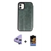 MARSİLYAN™- iPhone 11 Kılıf Zirve Yansıma Serisi - Siyah Buffer Hayalet Cam Ekran Koruyucu + Raze Metal Kamera Lens - MR