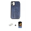 MARSİLYAN™- iPhone 11 Kılıf Zirve Yansıma Serisi - Siyah Buffer Hayalet Cam Ekran Koruyucu + Renkli Kamera Lens Koruma Cam - PE
