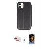 MARSİLYAN™- iPhone 11 Kılıf Zirve Yansıma Serisi - Siyah Buffer Hayalet Cam Ekran Koruyucu + Pers Alüminyum Kamera Lens - KI