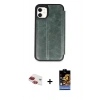 MARSİLYAN™- iPhone 11 Kılıf Zirve Yansıma Serisi - Siyah Buffer Hayalet Cam Ekran Koruyucu + Pers Alüminyum Kamera Lens - KI