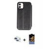 MARSİLYAN™- iPhone 11 Kılıf Zirve Yansıma Serisi - Siyah Buffer Hayalet Cam Ekran Koruyucu + Pers Alüminyum Kamera Lens - LT