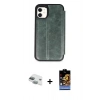 MARSİLYAN™- iPhone 11 Kılıf Zirve Yansıma Serisi - Siyah Buffer Hayalet Cam Ekran Koruyucu + Pers Alüminyum Kamera Lens - YL