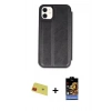 MARSİLYAN™- iPhone 11 Kılıf Zirve Yansıma Serisi - Siyah Buffer Hayalet Cam Ekran Koruyucu + Rainbow Kamera Lens Koruma Cam - KI