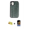 MARSİLYAN™- iPhone 11 Kılıf Zirve Yansıma Serisi - Siyah Buffer Hayalet Cam Ekran Koruyucu + Rainbow Kamera Lens Koruma Cam - KI