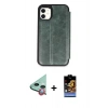 MARSİLYAN™- iPhone 11 Kılıf Zirve Yansıma Serisi - Siyah Buffer Hayalet Cam Ekran Koruyucu + Raze Metal Kamera Lens - KI