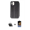MARSİLYAN™- iPhone 11 Kılıf Zirve Yansıma Serisi - Siyah Buffer Hayalet Cam Ekran Koruyucu + Şeffaf Kamera Lens Koruma Cam