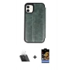 MARSİLYAN™- iPhone 11 Kılıf Zirve Yansıma Serisi - Siyah Buffer Hayalet Cam Ekran Koruyucu + Şeffaf Kamera Lens Koruma Cam