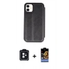 MARSİLYAN™- iPhone 11 Kılıf Zirve Yansıma Serisi - Siyah Buffer Hayalet Cam Ekran Koruyucu + PVD Metal Kamera Lens - SH