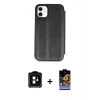 MARSİLYAN™- iPhone 11 Kılıf Zirve Yansıma Serisi - Siyah Buffer Hayalet Cam Ekran Koruyucu + PVD Metal Kamera Lens - TU
