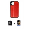 MARSİLYAN™- iPhone 11 Kılıf Zirve Yansıma Serisi - Siyah Buffer Hayalet Cam Ekran Koruyucu + PVD Metal Kamera Lens - TU