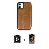 MARSİLYAN™- iPhone 11 Kılıf Zirve Yansıma Serisi - Siyah Buffer Hayalet Cam Ekran Koruyucu + PVD Metal Kamera Lens - TU