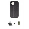 MARSİLYAN™- iPhone 11 Kılıf Zirve Yansıma Serisi - Siyah Joko Magic 5D Hayalet Cam + Kamera Lens Koruma Cam - SF