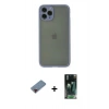 MARSİLYAN™- iPhone 11 Pro Kılıf Ahenk Çizgi Serisi - Şeffaf 360 Full Body Arka Koruyucu + Metal Kamera Lens Koruma Cam - KI