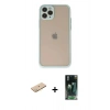 MARSİLYAN™- iPhone 11 Pro Kılıf Ahenk Çizgi Serisi - Şeffaf 360 Full Body Arka Koruyucu + Renkli Kamera Lens Koruma Cam - PE