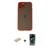 MARSİLYAN™- iPhone 11 Pro Kılıf Ahenk Çizgi Serisi - Şeffaf 360 Full Body Arka Koruyucu + Renkli Kamera Lens Koruma Cam - SI