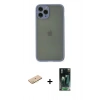 MARSİLYAN™- iPhone 11 Pro Kılıf Ahenk Çizgi Serisi - Şeffaf 360 Full Body Arka Koruyucu + Renkli Kamera Lens Koruma Cam - SI