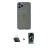 MARSİLYAN™- iPhone 11 Pro Kılıf Ahenk Çizgi Serisi - Şeffaf 360 Full Body Arka Koruyucu + Kamera Lens Koruma Cam - SF