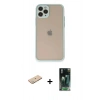 MARSİLYAN™- iPhone 11 Pro Kılıf Ahenk Çizgi Serisi - Şeffaf 360 Full Body Arka Koruyucu + Renkli Kamera Lens Koruma Cam - YL