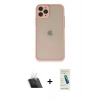 MARSİLYAN™- iPhone 11 Pro Kılıf Ahenk Çizgi Serisi - Şeffaf Pasifik Cam Ekran Koruyucu + Kamera Lens Koruma Cam - SF