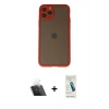 MARSİLYAN™- iPhone 11 Pro Kılıf Ahenk Çizgi Serisi - Şeffaf Pasifik Cam Ekran Koruyucu + Kamera Lens Koruma Cam - SF