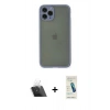 MARSİLYAN™- iPhone 11 Pro Kılıf Ahenk Çizgi Serisi - Şeffaf Pasifik Cam Ekran Koruyucu + Kamera Lens Koruma Cam - SF