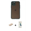 MARSİLYAN™- iPhone 11 Pro Kılıf Ahenk Çizgi Serisi - Şeffaf Pasifik Cam Ekran Koruyucu + Renkli Kamera Lens Koruma Cam - MI