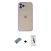 MARSİLYAN™- iPhone 11 Pro Kılıf Ahenk Çizgi Serisi - Şeffaf Pasifik Cam Ekran Koruyucu + Shine Kamera Lens Koruma Cam - MI