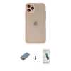 MARSİLYAN™- iPhone 11 Pro Kılıf Ahenk Çizgi Serisi - Şeffaf Pasifik Cam Ekran Koruyucu + Shine Kamera Lens Koruma Cam - PE