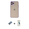 MARSİLYAN™- iPhone 11 Pro Kılıf Ahenk Çizgi Serisi - Şeffaf Pasifik Cam Ekran Koruyucu + Shine Kamera Lens Koruma Cam - PE