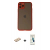 MARSİLYAN™- iPhone 11 Pro Kılıf Ahenk Çizgi Serisi - Şeffaf Pasifik Cam Ekran Koruyucu + Renkli Kamera Lens Koruma Cam - SI