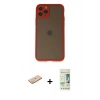 MARSİLYAN™- iPhone 11 Pro Kılıf Ahenk Çizgi Serisi - Siyah 20D Premium Cam Ekran Koruyucu + Renkli Kamera Lens Koruma Cam - PE