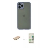 MARSİLYAN™- iPhone 11 Pro Kılıf Ahenk Çizgi Serisi - Siyah 20D Premium Cam Ekran Koruyucu + Renkli Kamera Lens Koruma Cam - PE