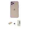 MARSİLYAN™- iPhone 11 Pro Kılıf Ahenk Çizgi Serisi - Siyah 20D Premium Cam Ekran Koruyucu + Renkli Kamera Lens Koruma Cam - TU