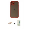 MARSİLYAN™- iPhone 11 Pro Kılıf Ahenk Çizgi Serisi - Siyah 20D Premium Cam Ekran Koruyucu + Renkli Kamera Lens Koruma Cam - MI